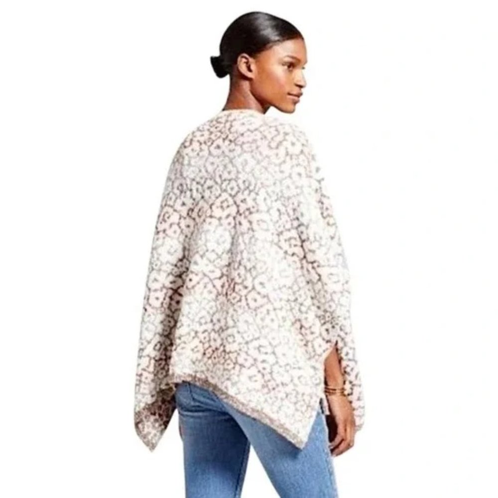 Knox Rose Poncho Cape Cardigan Sweater Tassel Boho Neutral Floral 2XL - Picture 15 of 15